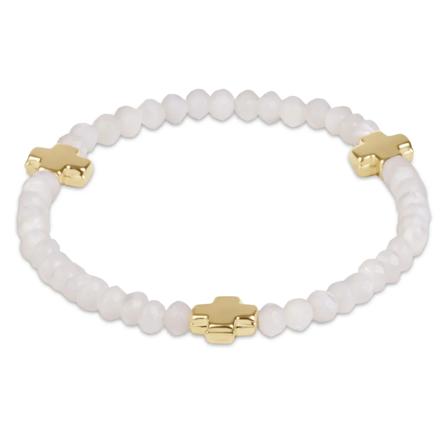 enewton Extends Signature Cross Gold 4mm Gemstone Bracelet - Mother of Pearl