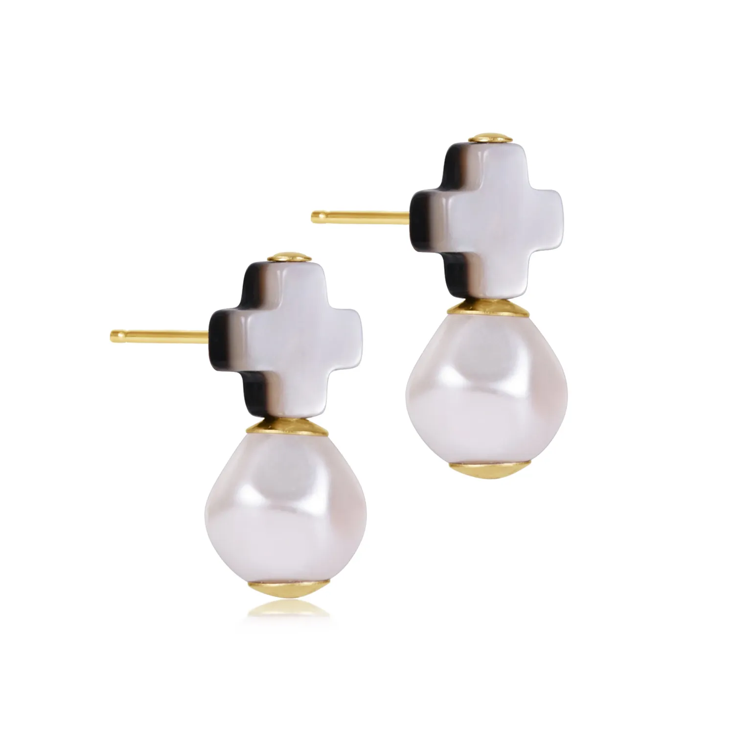 enewton Signature Cross Mother of Pearl - Black Tahitian Stud - Classic Pearl