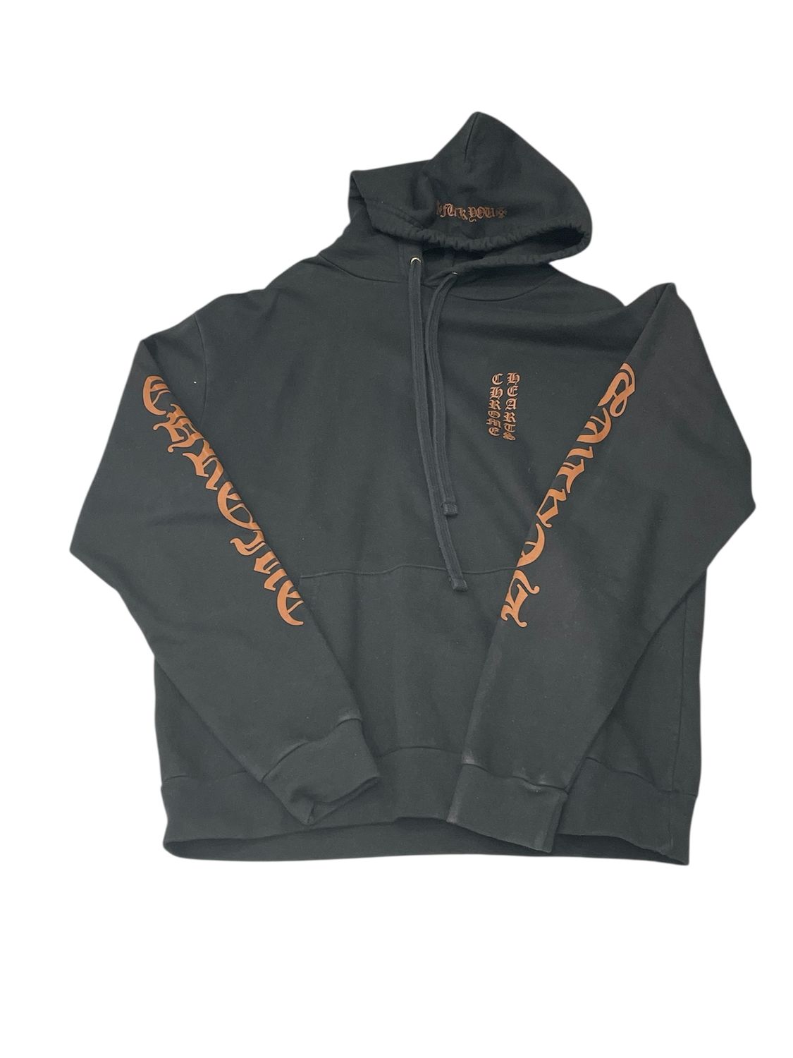 Chrome Hearts Brown Vertical Logo Hooded Sweatshirt Black