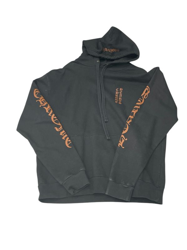 Chrome Hearts Brown Vertical Logo Hooded Sweatshirt Black