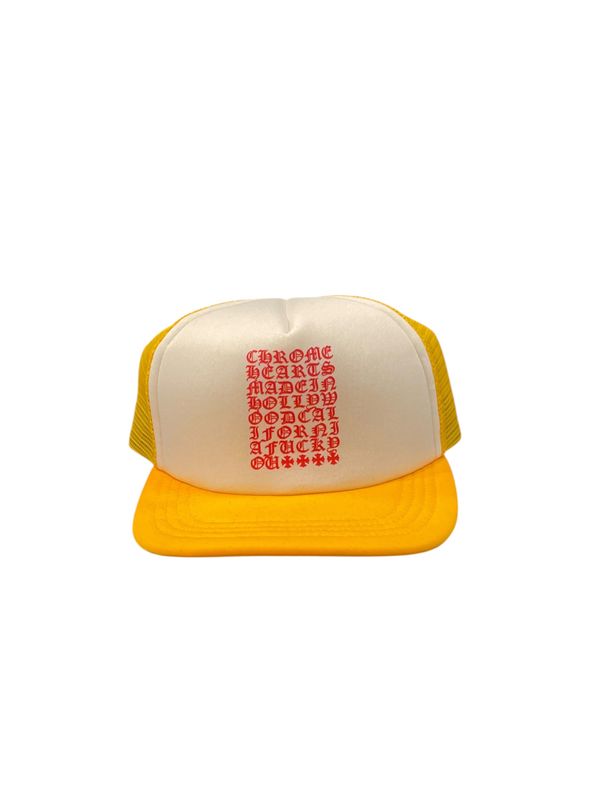 Chrome Hearts White/Red Yellow Trucker Hat Vertical