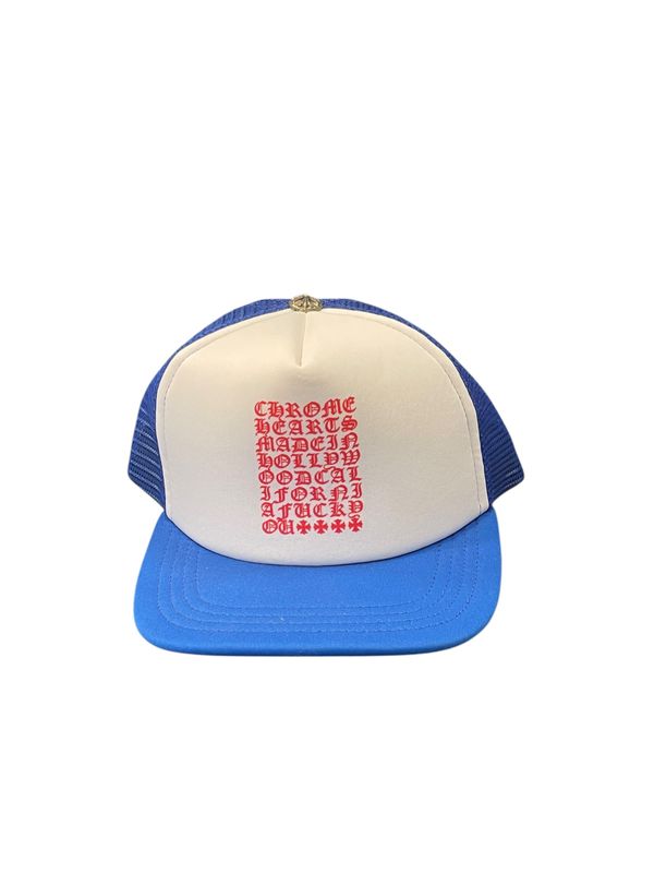 Chrome Hearts Red Vertical Trucker Hat Blue