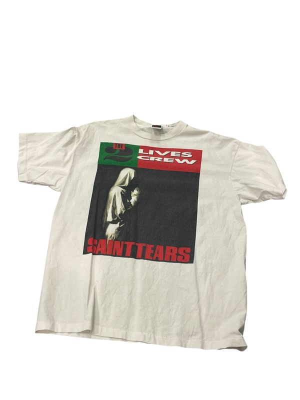 Saint Michael Denim Tears 2 Lives Crew T-Shirt White