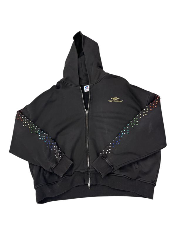 HMDD Zip Hooded Sweatshirt Brown Rainbow Studded