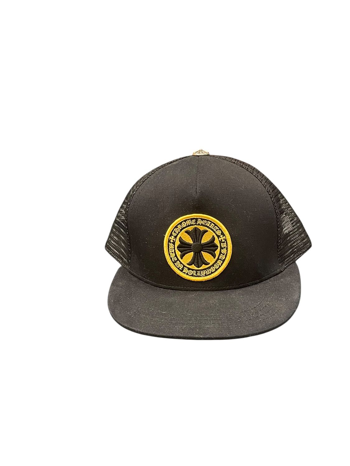 Chrome Hearts Plus Cross Seal Stamp Trucker Hat Black Yellow