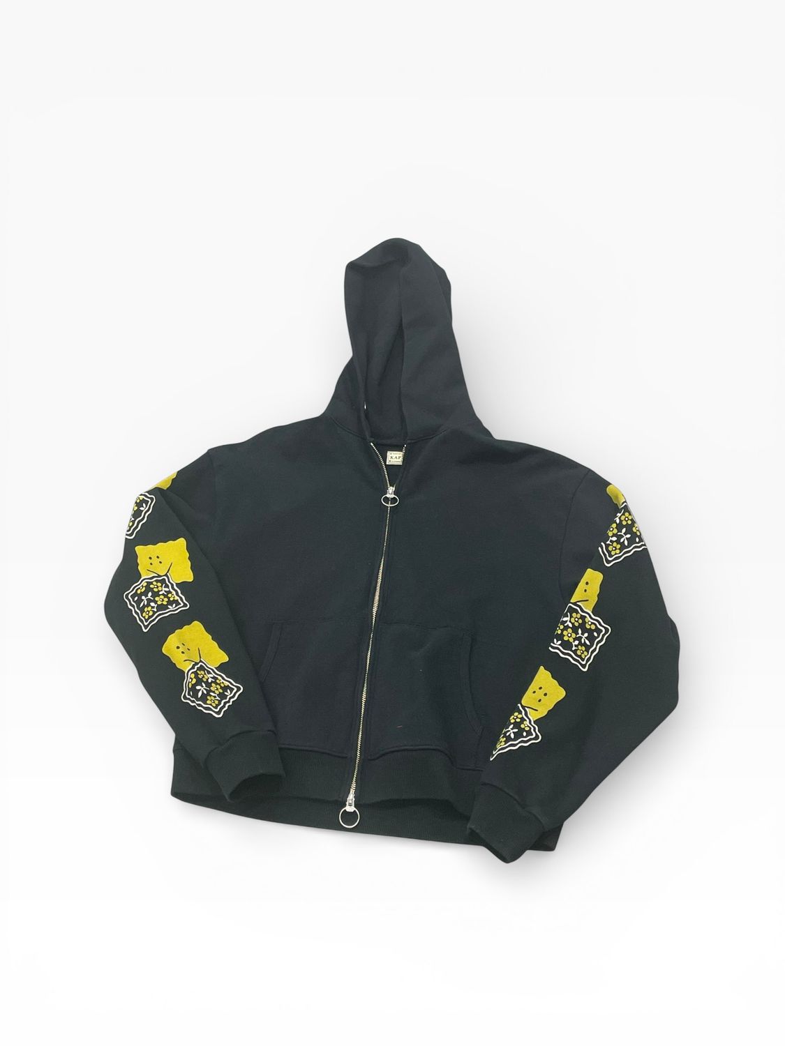 Kapital Fleece Smiley Zip Up Hooded Sweatshirt Black