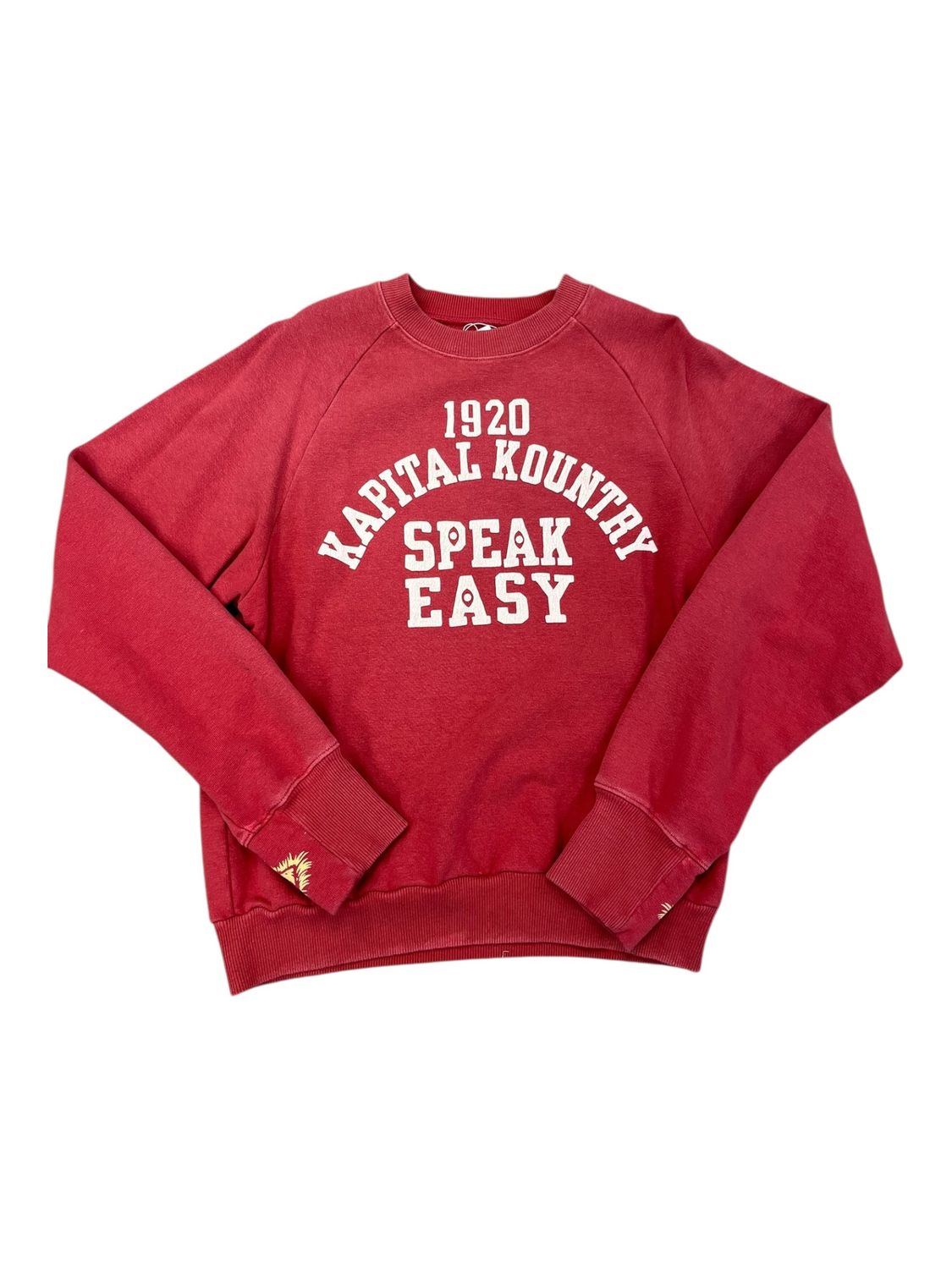 Kapital Fleece Raglan Crewneck Sweatshirt Speakeasy Red 