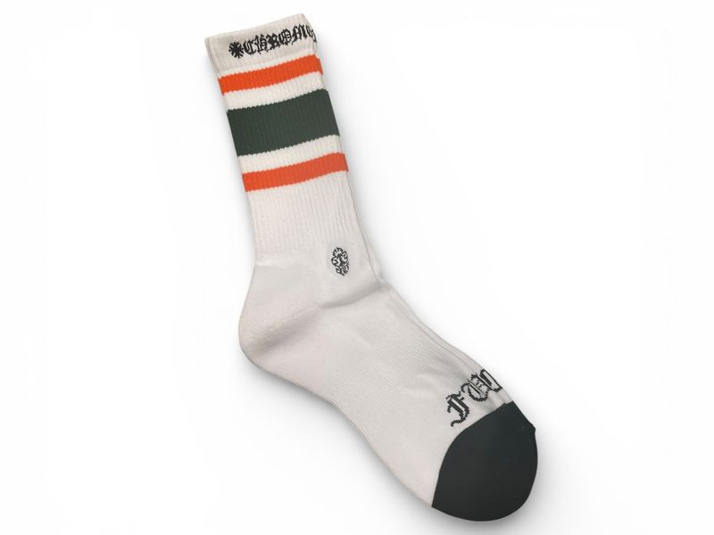 Chrome Hearts Stripe Socks White Olive