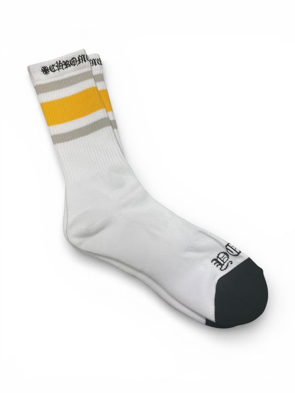 Chrome Hearts Stripe Socks White Yellow