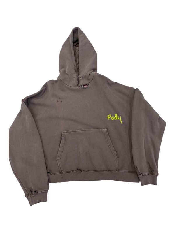 Paly Hollywood Blank Embroidered Hooded Sweatshirt Brown