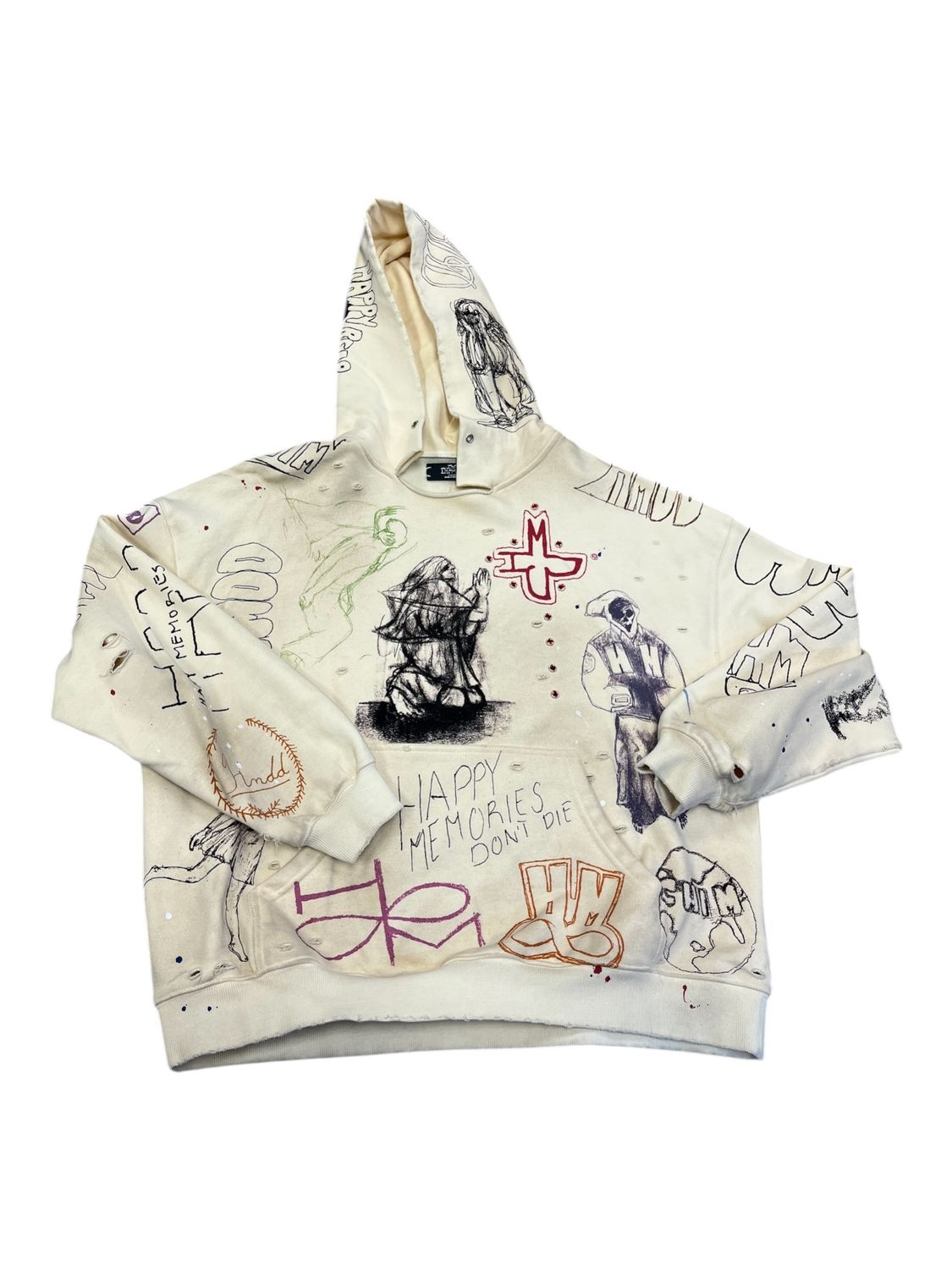 HMDD Sketch Hooded Sweatshirt Cream