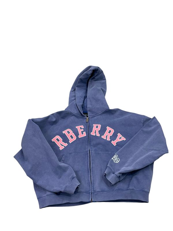 The GVGallery Raspberry Hills  RBerry Zip Hooded Sweatshirt Blue