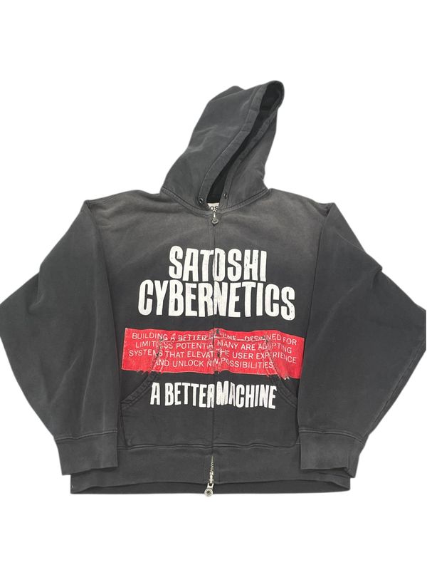 Satoshi Nakamoto Cybernetics Zip Up Hooded Sweatshirt Black