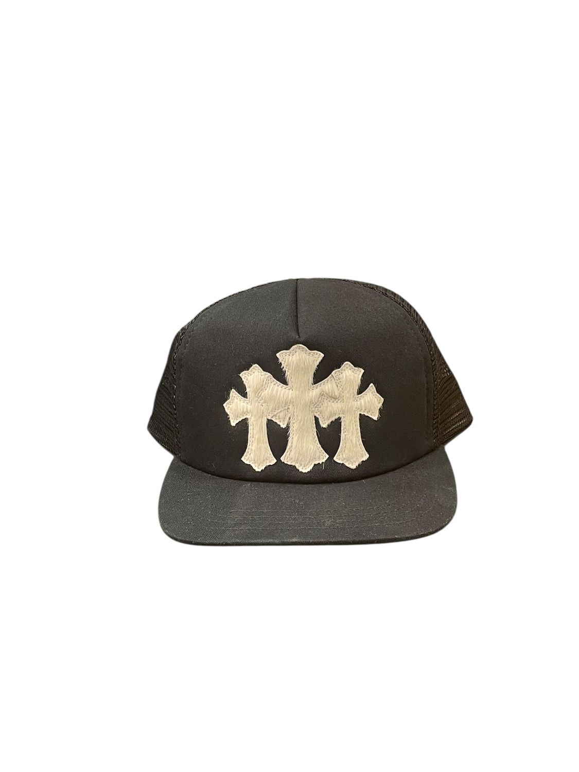 Chrome Hearts Triple Cross Trucker Hat Black White