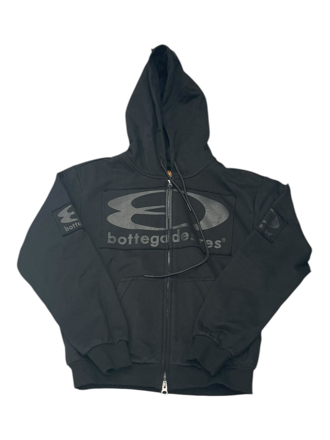 Bottega Desires Tech Zip Up Hooded Sweatshirt Black