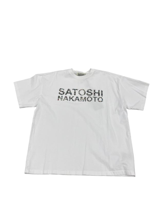 Satoshi Nakamoto Pearl Studded Logo T-Shirt White