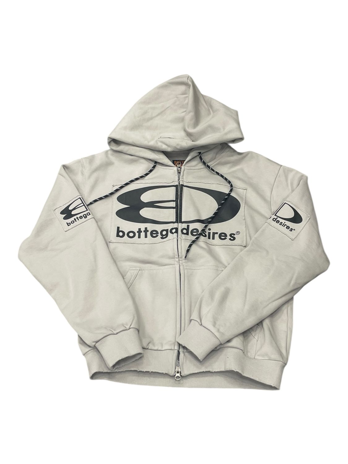 Bottega Desires Tech Zip Up Hooded Sweatshirt Grey/Black