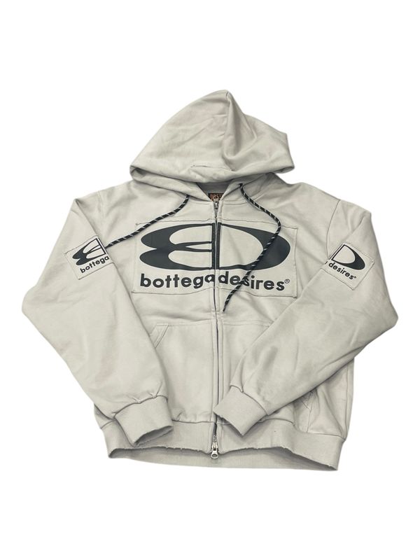 Bottega Desires Tech Zip Up Hooded Sweatshirt Grey/Black