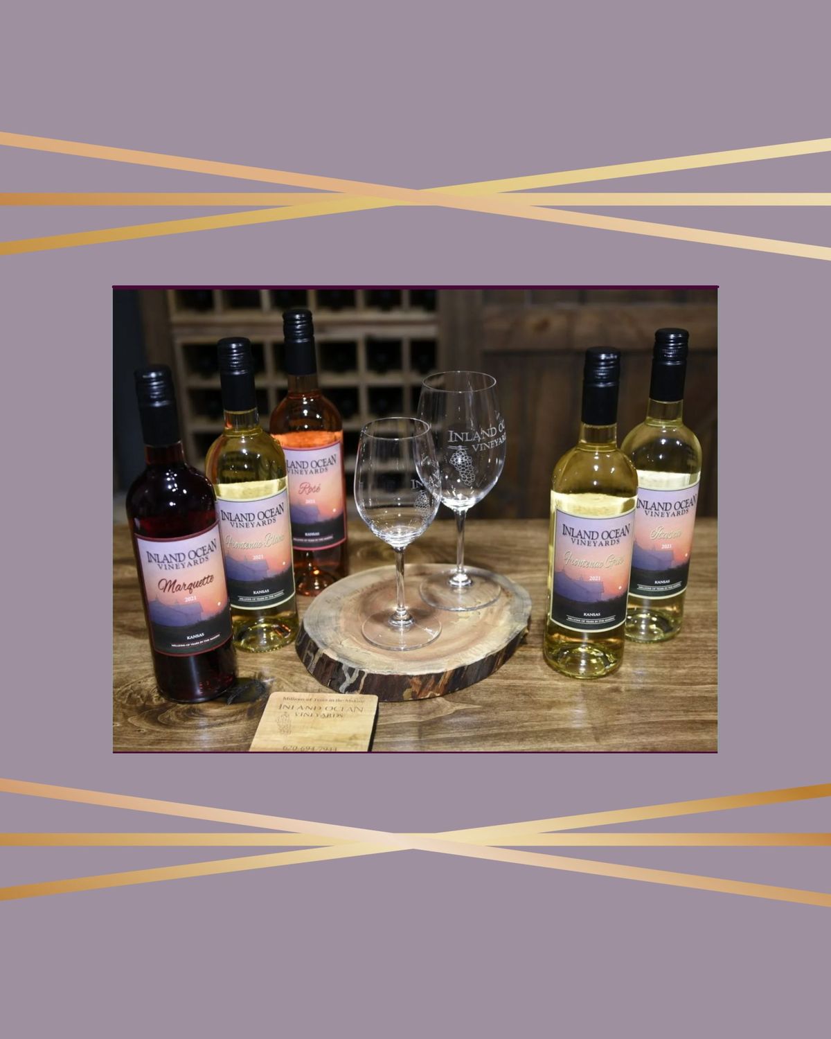Variety of Kansas Wines from Inland Ocean Vineyards.  This club allows you to select each bottle based on 6 options for pricing. 