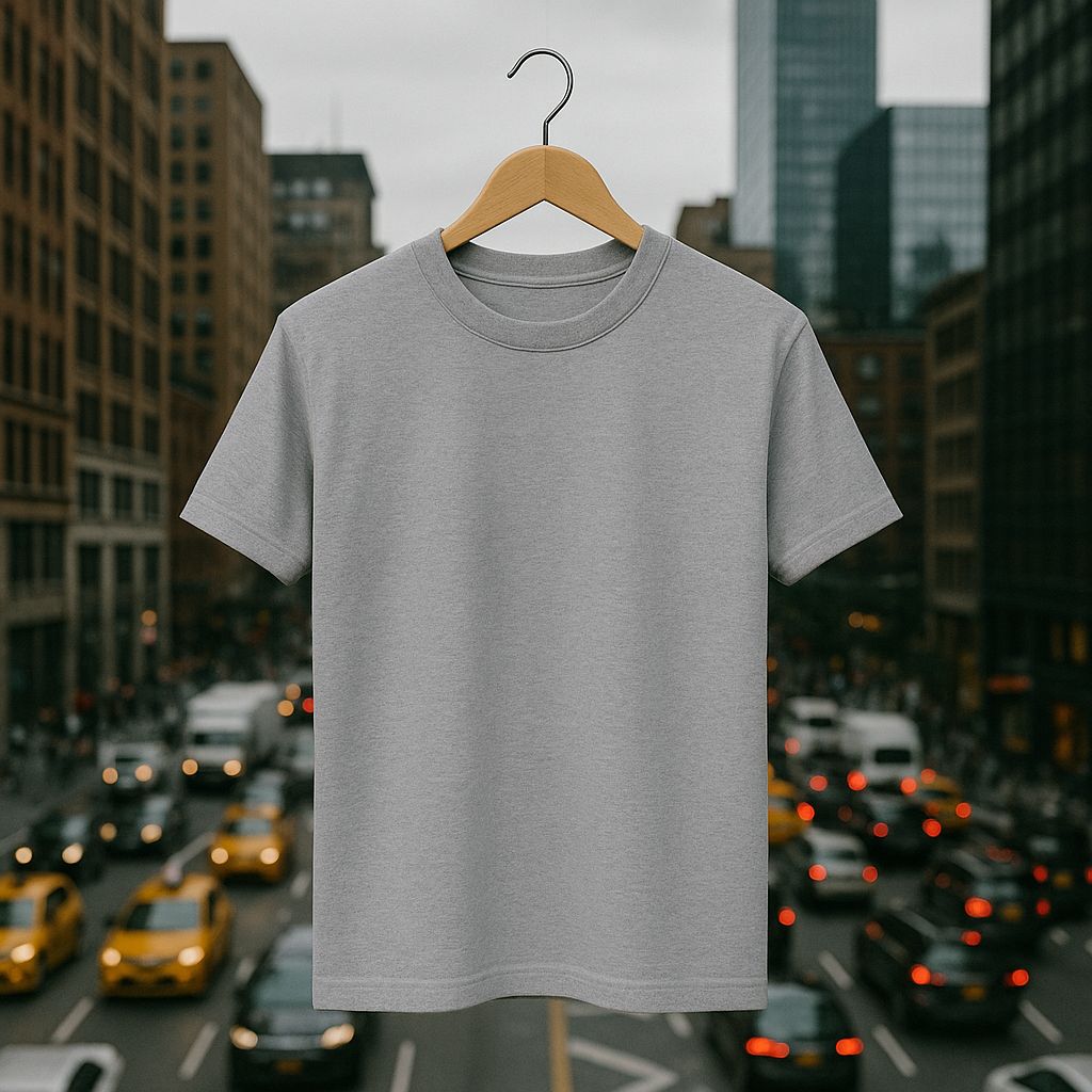 Rabbit Rope | Grey Melange Premium Regular Fit Plain T-Shirt | Unisex Casual Tee