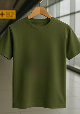 Rabbit Rope | Olive Premium Regular Fit Plain T-Shirt | Unisex Casual Tee