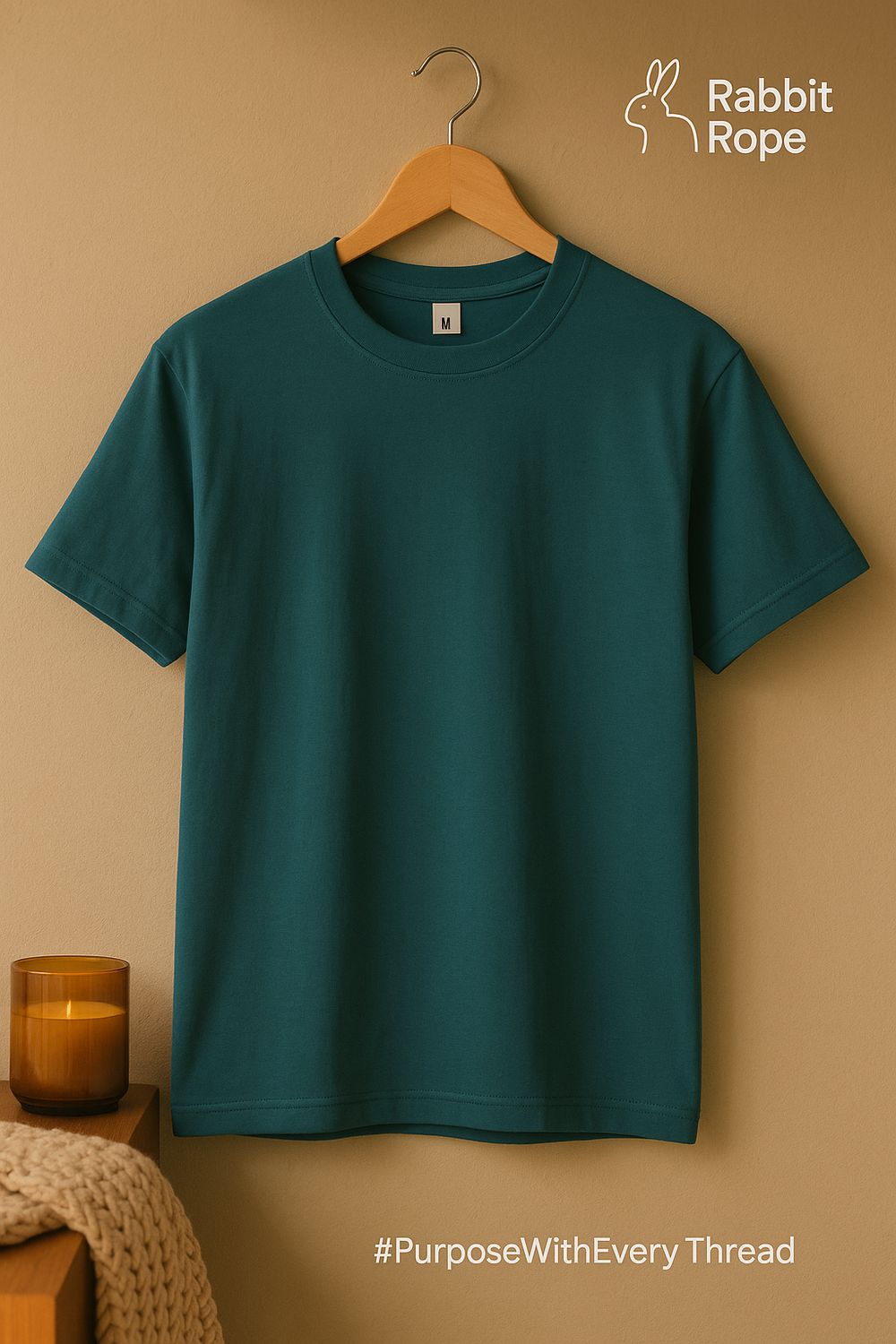 Rabbit Rope | Teal Premium Regular Fit Plain T-Shirt | Unisex Casual Tee