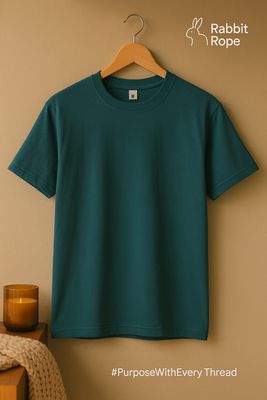 Rabbit Rope | Teal Premium Regular Fit Plain T-Shirt | Unisex Casual Tee