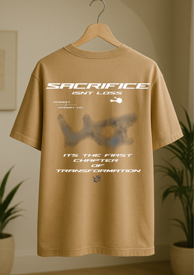 Rabbit Rope | Beige Oversized Graphic Printed T-Shirt | Unisex Casual Tee