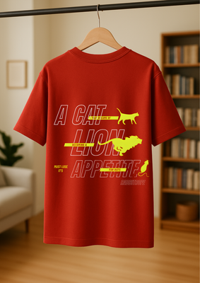 Rabbit Rope | Red Oversized Graphic Printed T-Shirt | Unisex Casual Tee