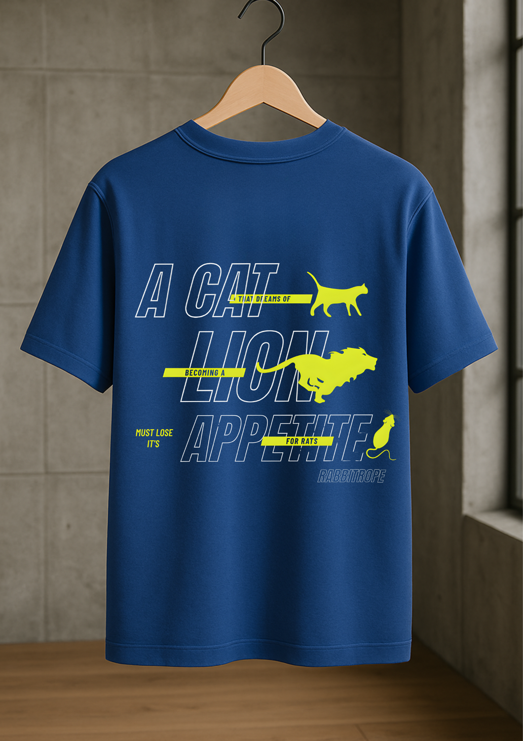 Rabbit Rope | Royal Blue Oversized Graphic Printed T-Shirt | Unisex Casual Tee