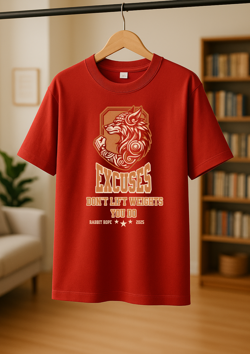 Rabbit Rope | Red Oversized Graphic Printed T-Shirt | Unisex Casual Tee
