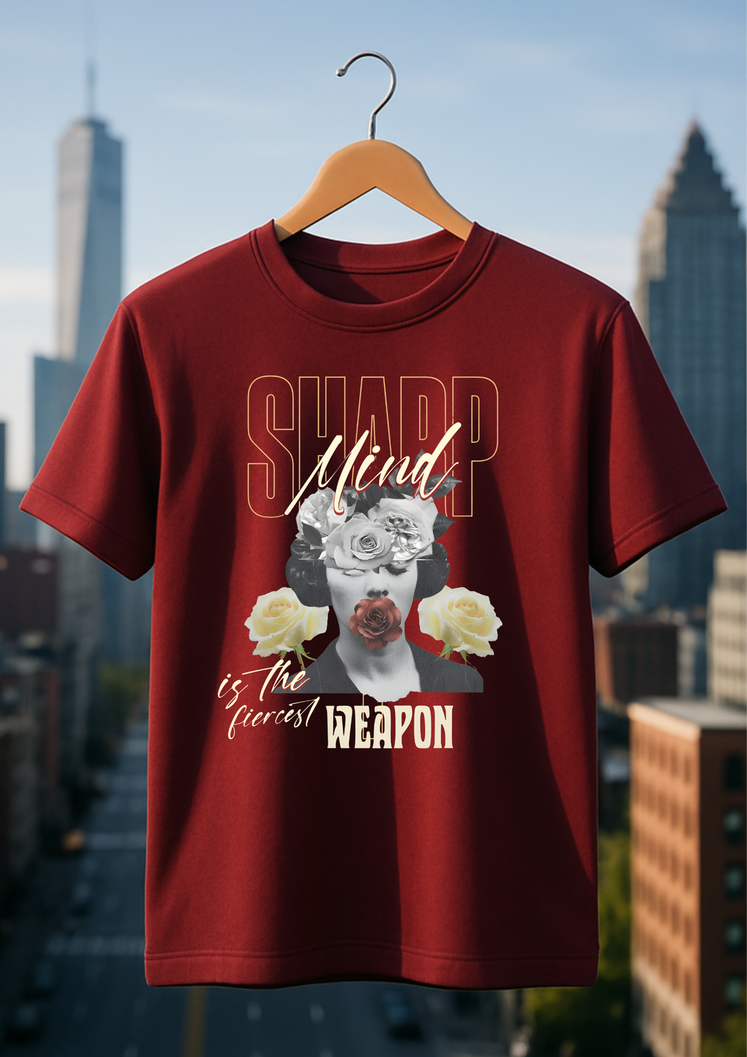 Rabbit Rope | Maroon Graphic Printed T-Shirt | Regular Fit | Unisex Casual Tee