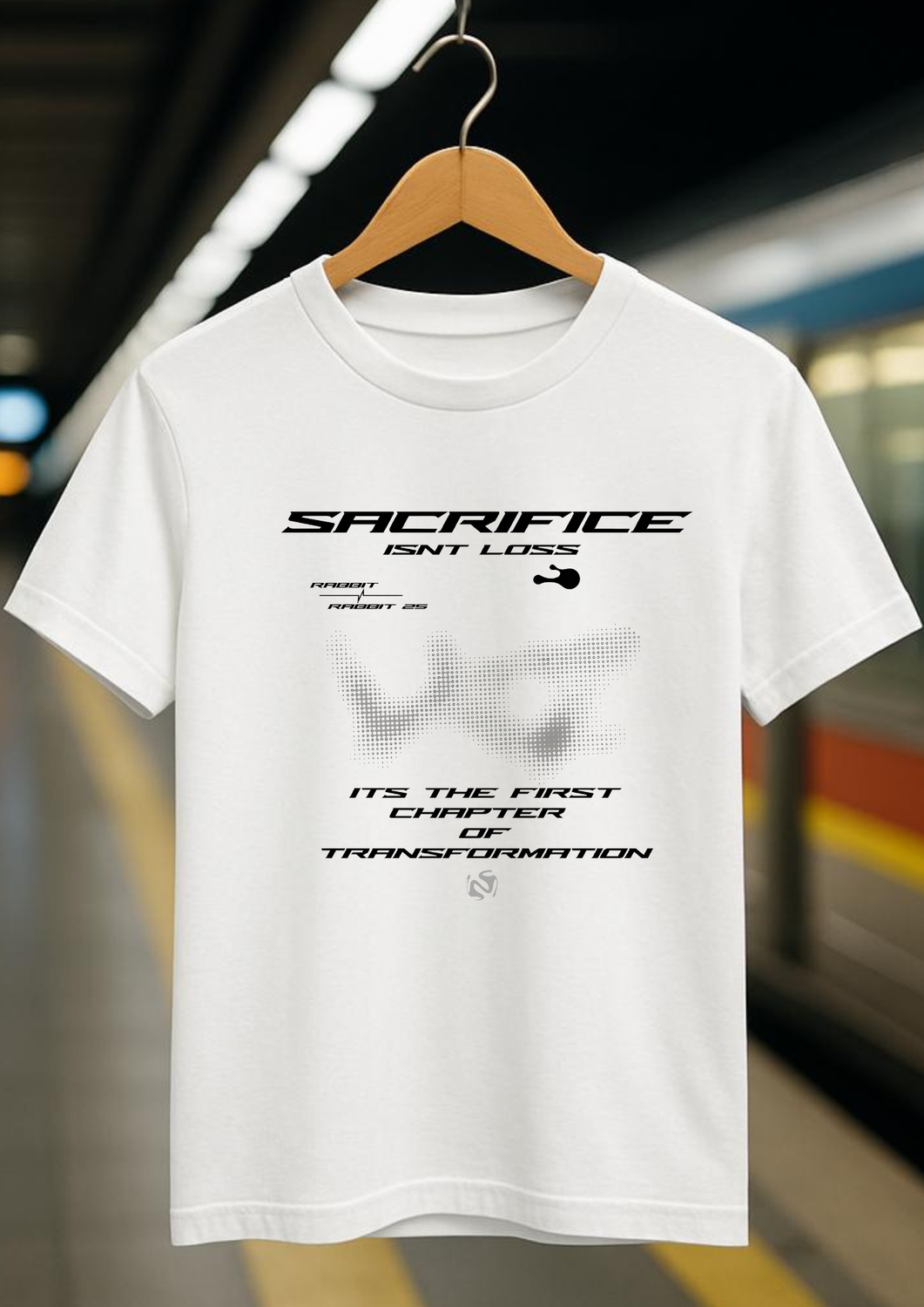 Rabbit Rope | White Graphic Printed T-Shirt | Regular Fit | Unisex Casual Tee