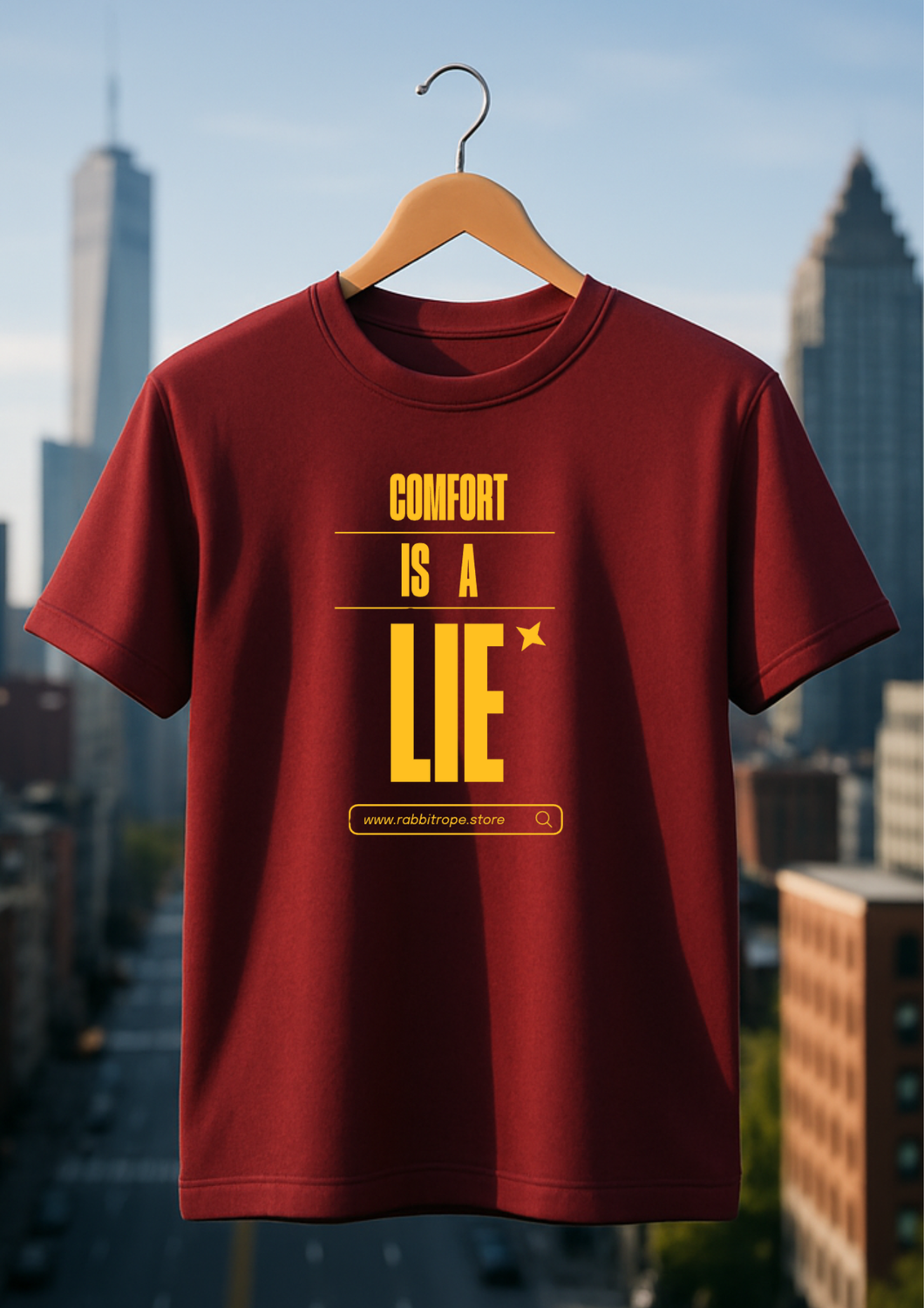 Rabbit Rope | Maroon Graphic Printed T-Shirt | Regular Fit | Unisex Casual Tee