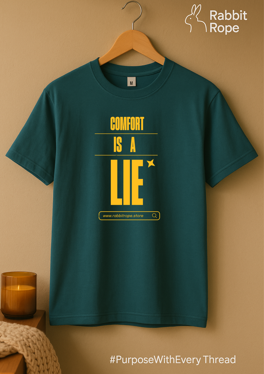 Rabbit Rope | Teal Graphic Printed T-Shirt | Regular Fit | Unisex Casual Tee
