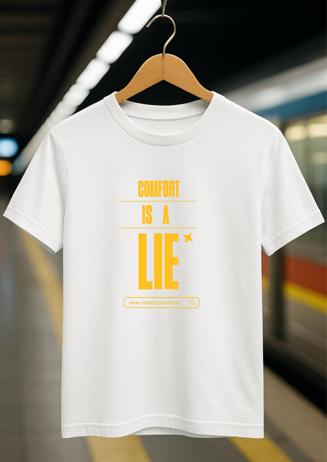Rabbit Rope | White Graphic Printed T-Shirt | Regular Fit | Unisex Casual Tee
