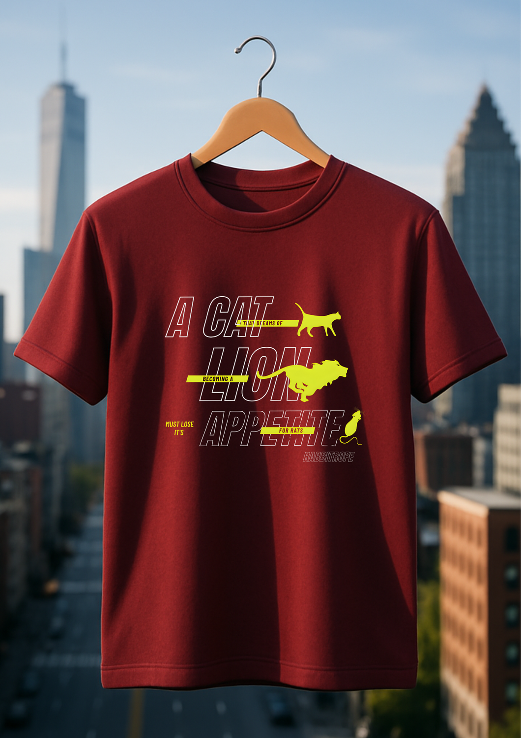 Rabbit Rope | Maroon Graphic Printed T-Shirt | Regular Fit | Unisex Casual Tee