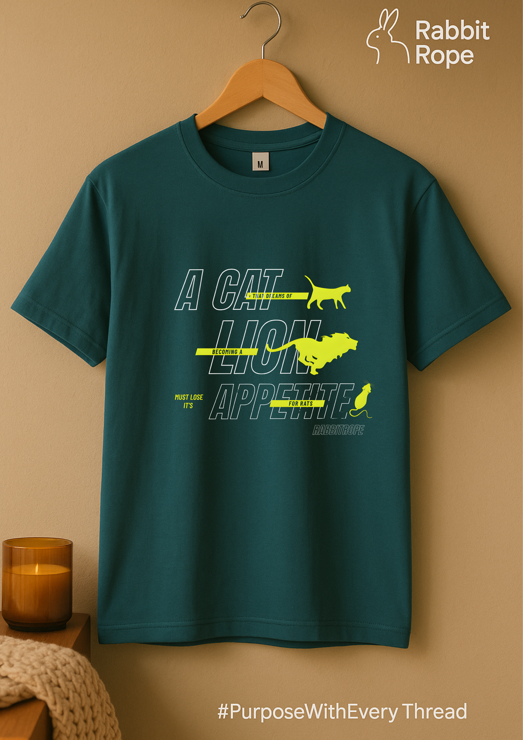 Rabbit Rope | Teal Graphic Printed T-Shirt | Regular Fit | Unisex Casual Tee