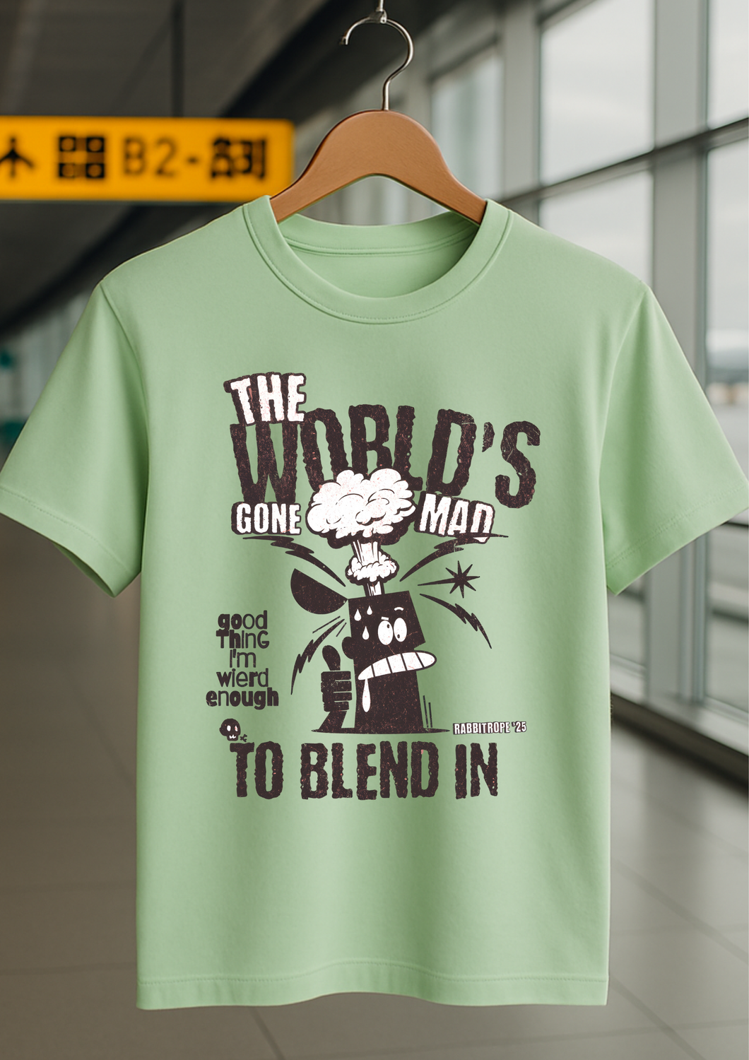 Rabbit Rope | Pista Green Graphic Printed T-Shirt | Regular Fit | Unisex Casual Tee