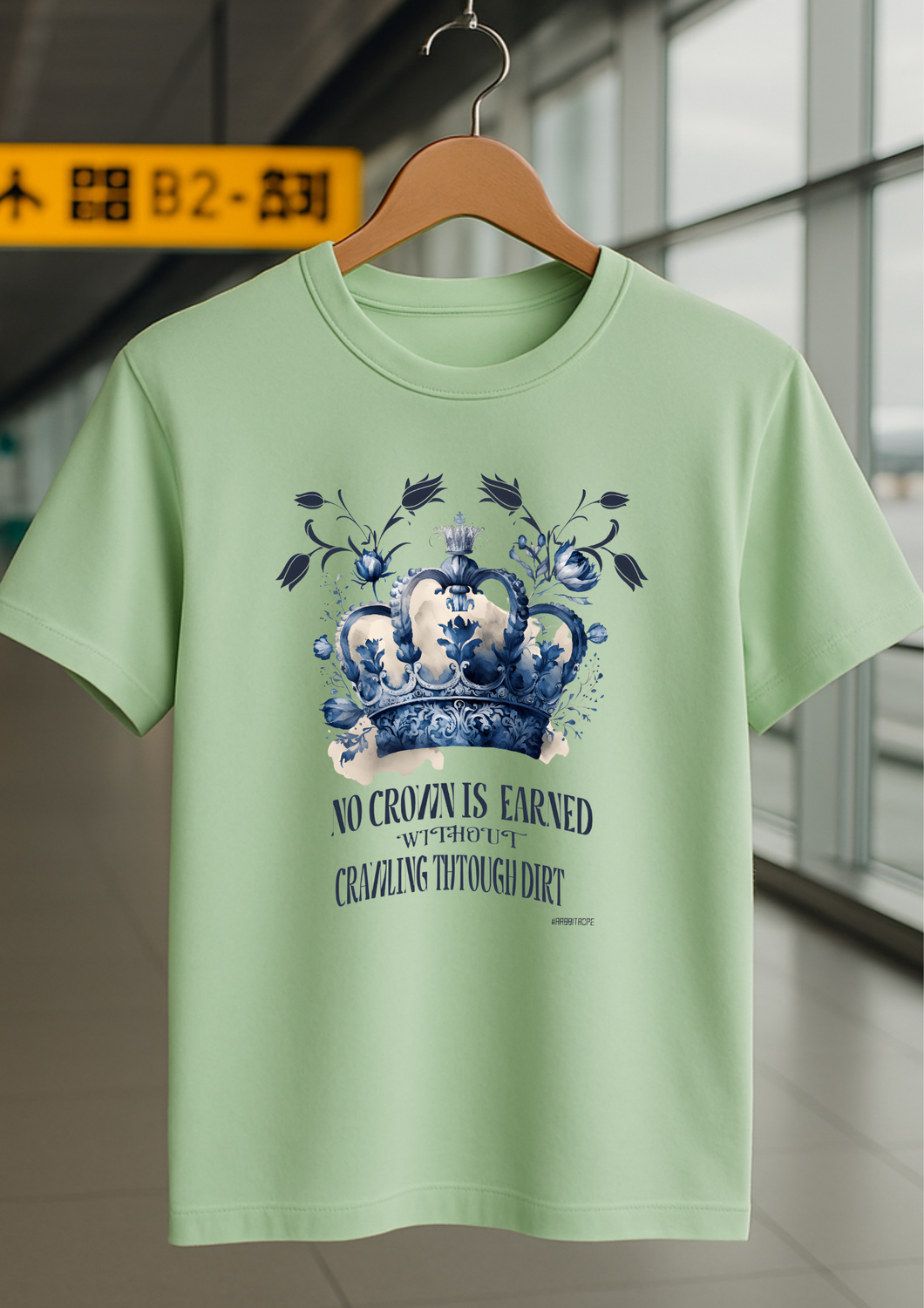 Rabbit Rope | Pista Green Graphic Printed T-Shirt | Regular Fit | Unisex Casual Tee