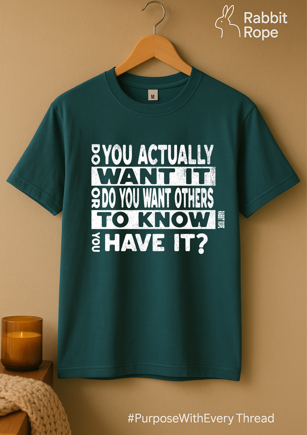 Rabbit Rope | Teal Graphic Printed T-Shirt | Regular Fit | Unisex Casual Tee