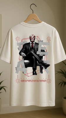 Rabbit Rope | White Oversized Graphic Printed T-Shirt | Unisex Casual Tee