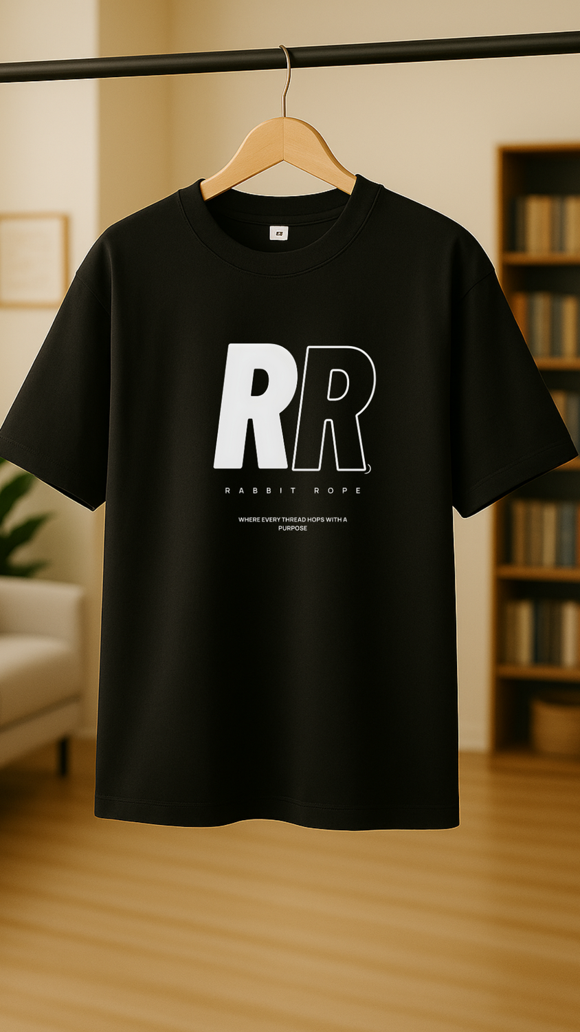 Rabbit Rope | White Oversized Graphic Printed T-Shirt | Unisex Casual Tee