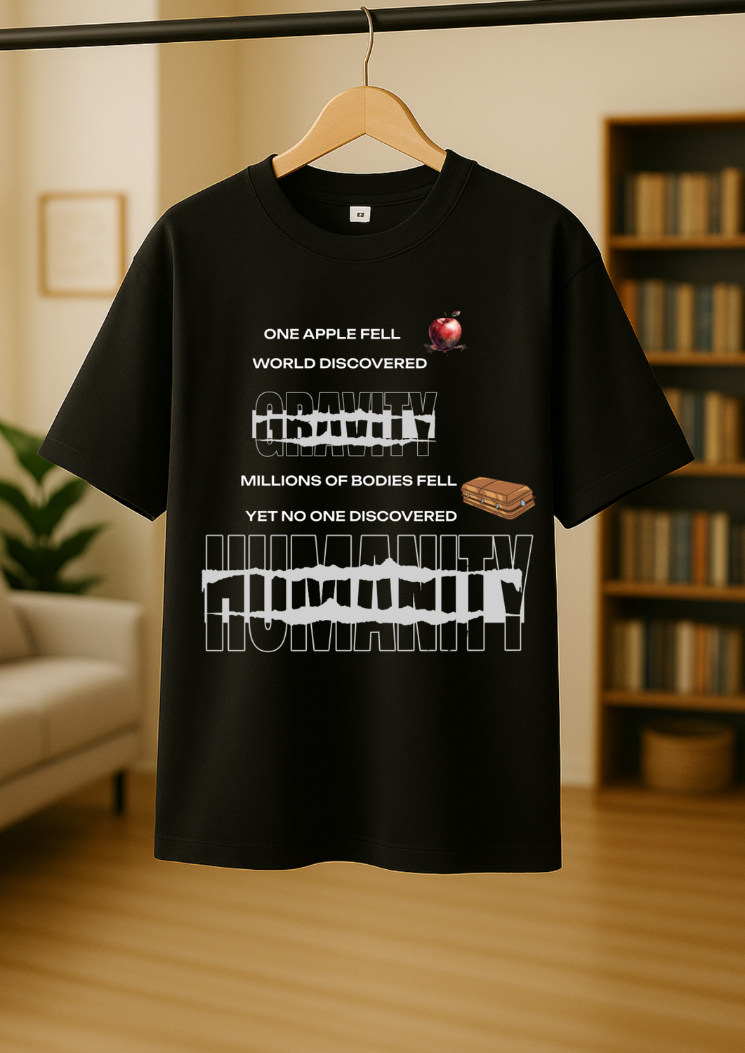 Rabbit Rope | Black Oversized Graphic Printed T-Shirt | Unisex Casual Tee