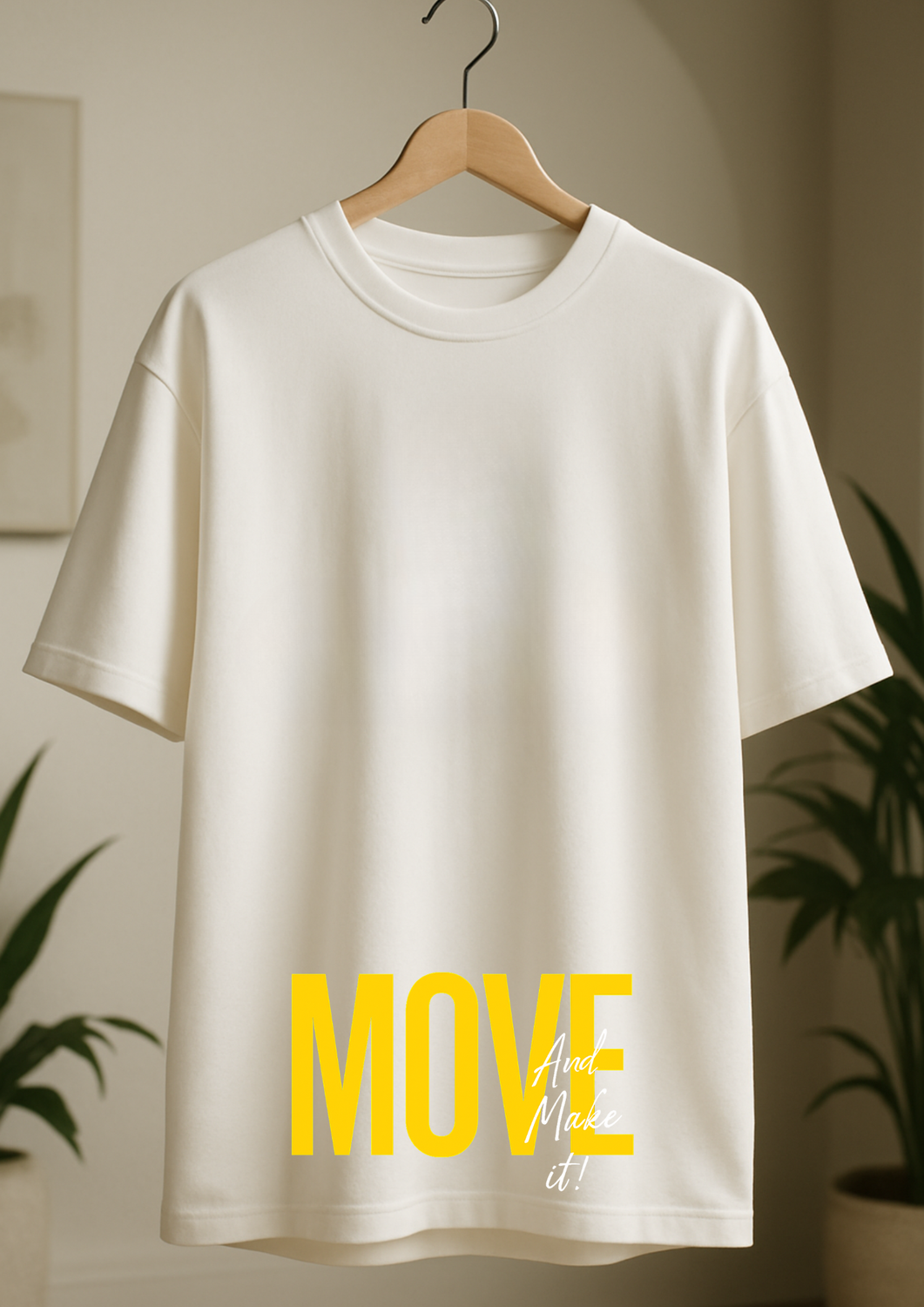 Rabbit Rope | Beige Oversized Graphic Printed T-Shirt | Unisex Casual Tee