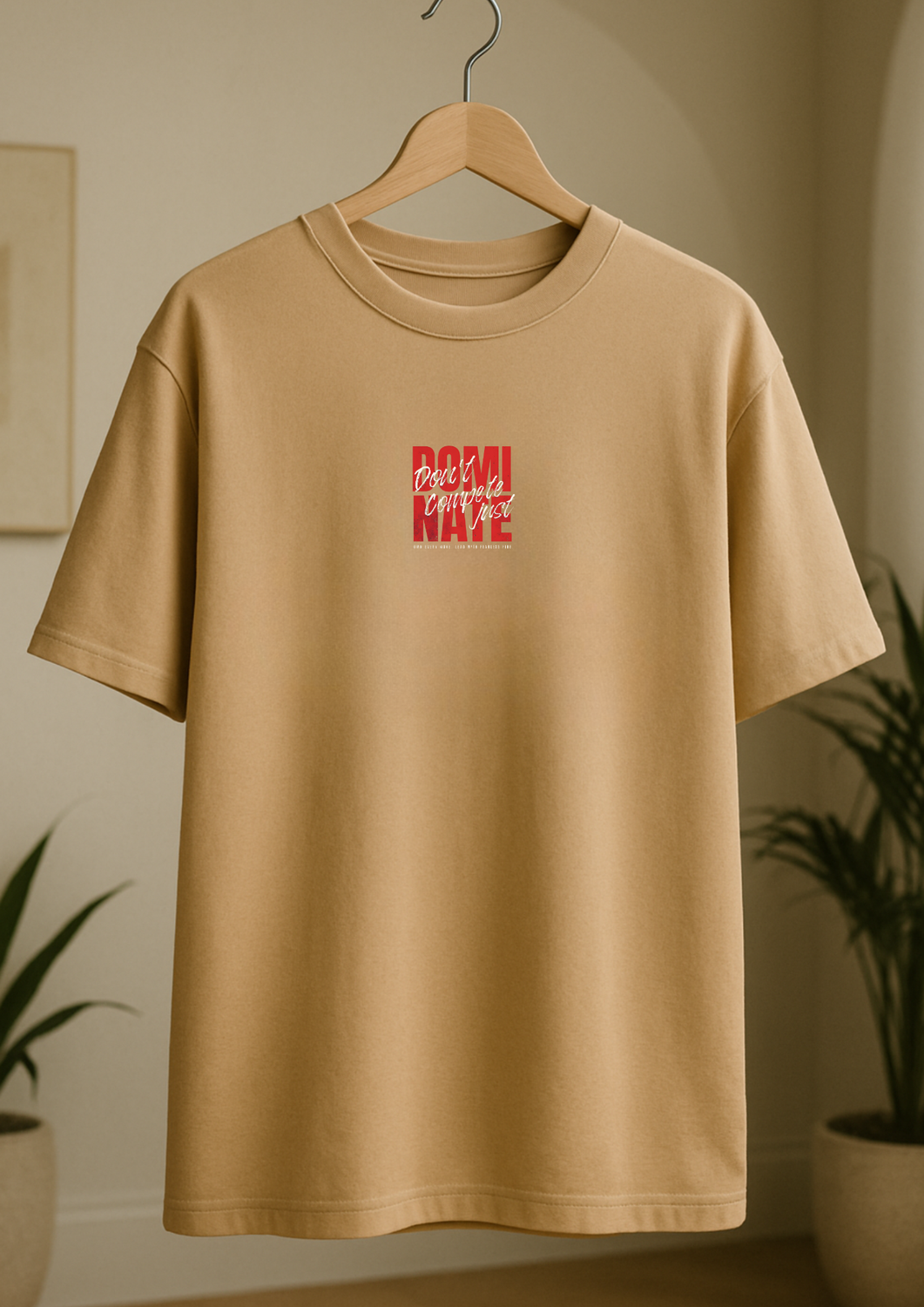 Rabbit Rope | Beige Oversized Graphic Printed T-Shirt | Unisex Casual Tee