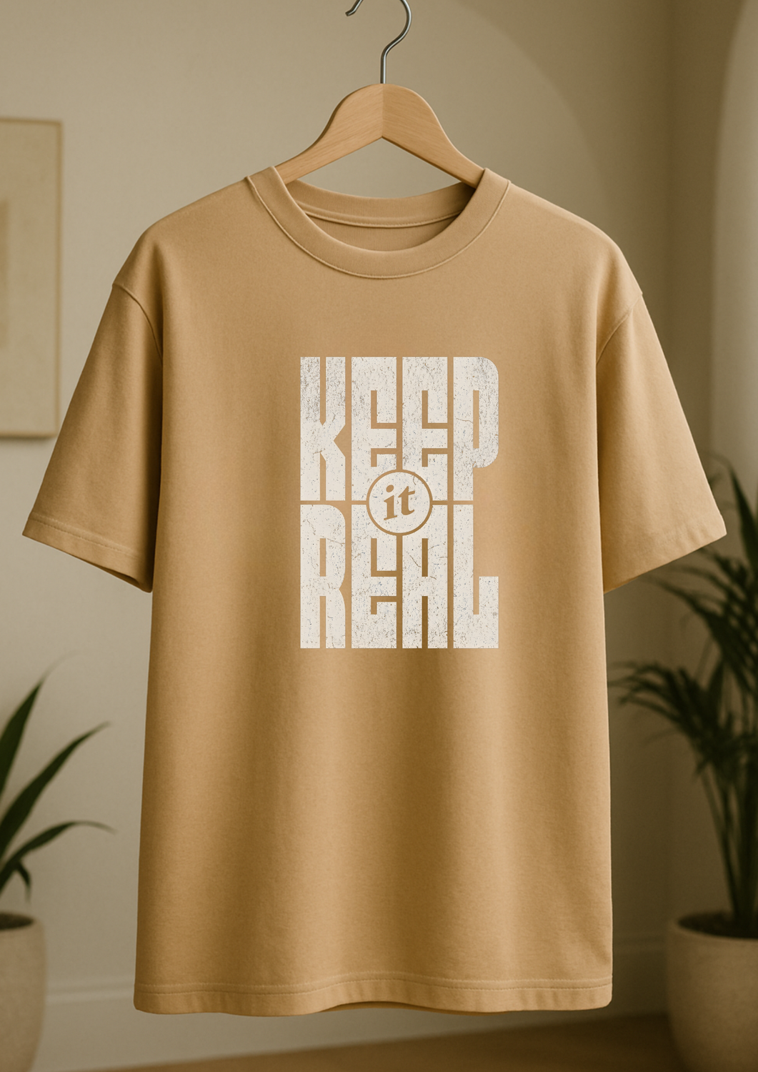 Rabbit Rope | Beige Oversized Graphic Printed T-Shirt | Unisex Casual Tee