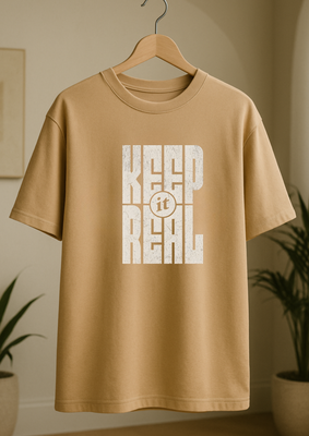 Rabbit Rope | Beige Oversized Graphic Printed T-Shirt | Unisex Casual Tee