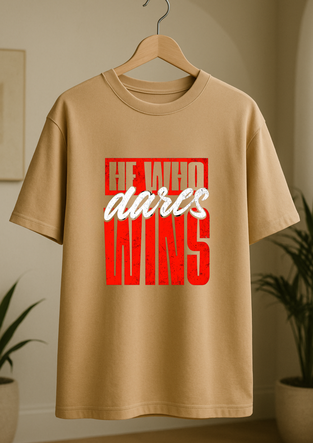 Rabbit Rope | Beige Oversized Graphic Printed T-Shirt | Unisex Casual Tee
