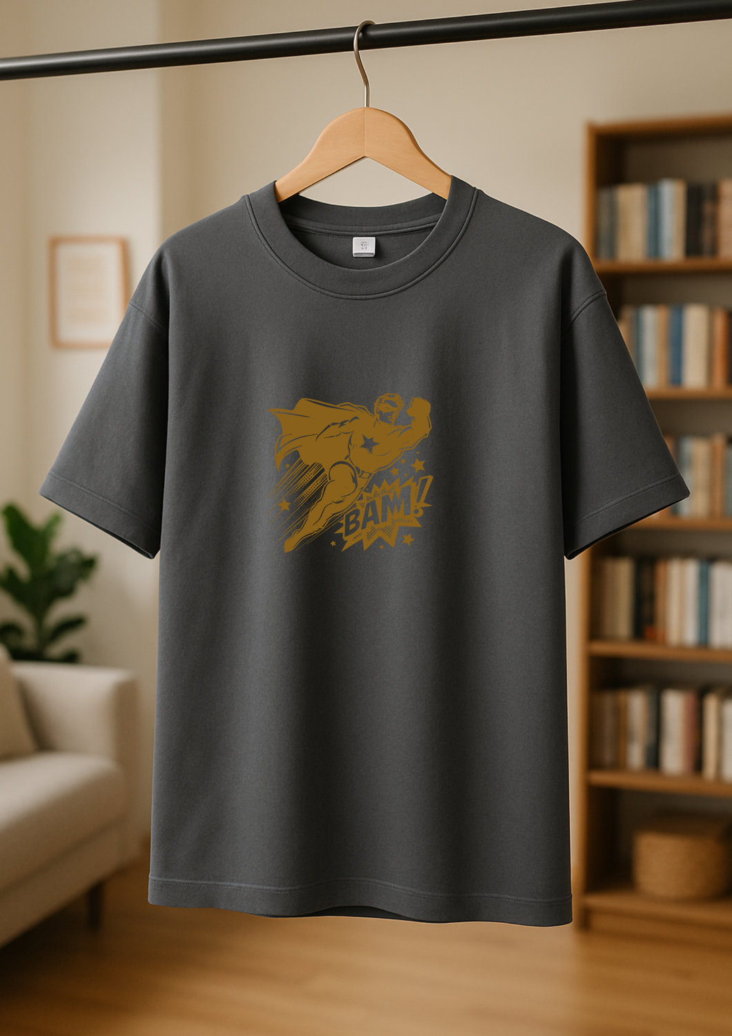 Rabbit Rope | Beige Oversized Graphic Printed T-Shirt | Unisex Casual Tee